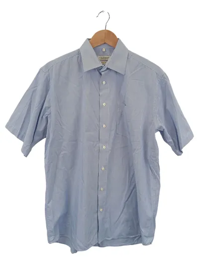 A.W. DUNMORE Business Hemd Herren Kurzarm Gr. 42 Blau Gestreift Baumwolle