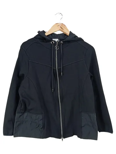 BIANCA Damen Sweatjacke Gr. 44/L Schwarz Casual Kapuze Reißverschluss