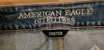 American Eagle Outfitters Damen Jeans Shorts W24/32 Destroyed Stretch Blau