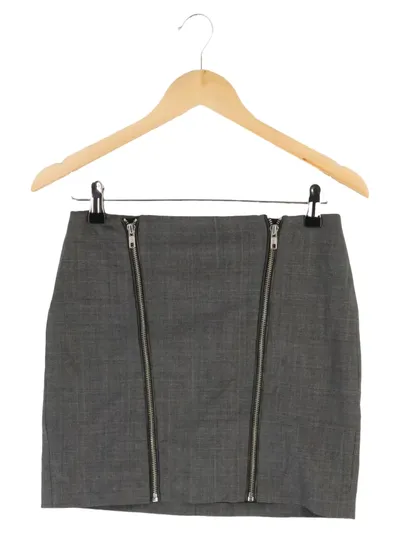 THE KOOPLES Minirock Damen Gr. 36/S Grau Elegant Wolle Reißverschluss