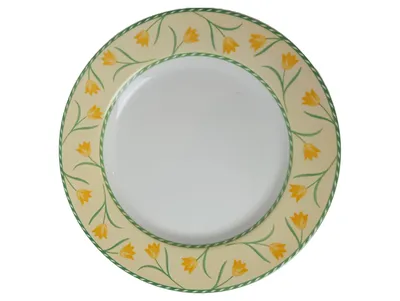 QUADRIFOGLIO Essteller Speiseteller Gelb Blumen Porzellan Charmant 26cm