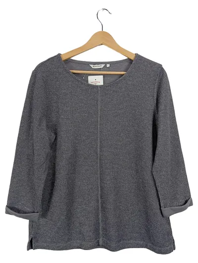 Tom Tailor Damen Pullover Gr. 40 L Grau Meliert Viskose 3/4 Arm Struktur Shirt