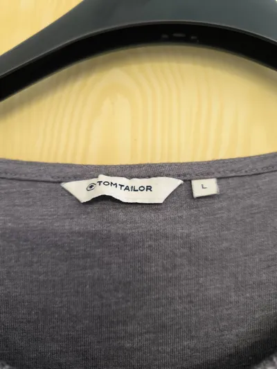 Tom Tailor Damen Pullover Gr. 40 L Grau Meliert Viskose 3/4 Arm Struktur Shirt