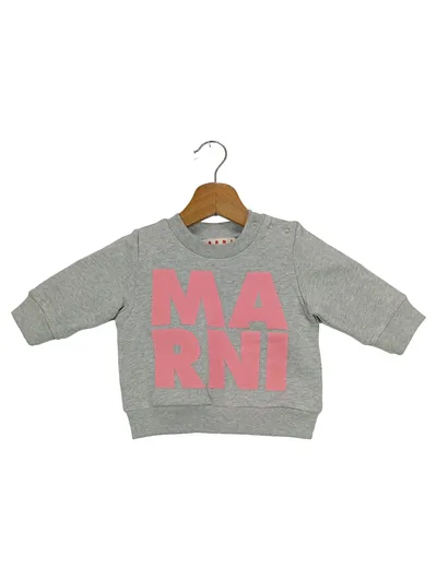 MARNI Kinder Sweatshirt Grau Gr. 68 Baby Baumwolle Logo-Print Casual