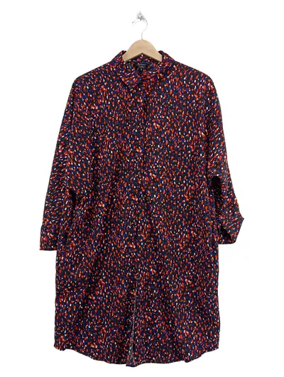 Monki Damen Hemdblusenkleid Gr. S Mehrfarbig Punkte Muster Langarm