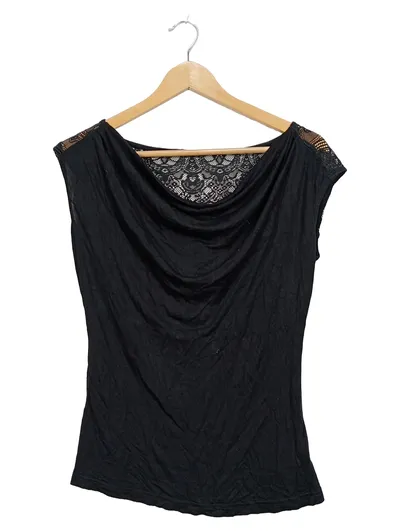 Anna Field Damen Top Gr. 36/S Schwarz Spitze Elegant Viskose