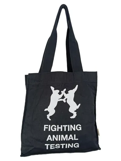 LUSH Shopper Tasche Schwarz Baumwolle Fighting Animal Testing Casual Damen