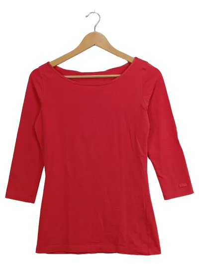 HUGO Hugo Boss Damen Langarmshirt Rot Gr. M 3/4-Arm Basic Baumwolle
