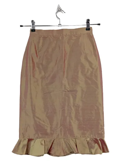 Alba Moda Bleistiftrock Damen Gr. 34 Seide Beige Gold Elegant Volant