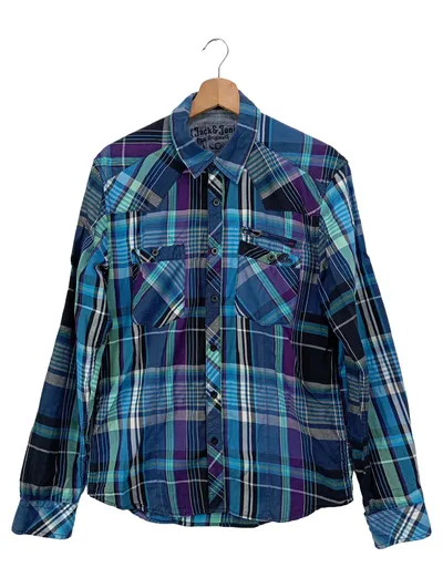 Jack & Jones Herren Freizeithemd Kariert Blau Gr. 48/M Casual Vintage
