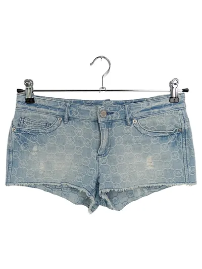 MICHAEL KORS Damen Jeans Shorts W26 Blau Logo-Print Streetwear Vintage