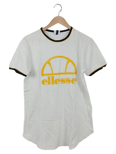 ELLESSE Herren T-Shirt Gr. 52/L Weiß Logo-Print Casual Sportlich