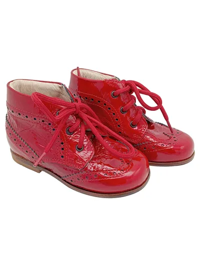 Lunella Kinder Schnürschuhe Brogue Lackleder Rot Gr. 23 Festlich