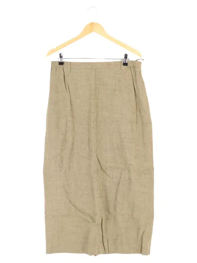 LANDHAUS Damen A-Linienrock Gr. 46/3XL Braun Leinen Viskose Maxirock Klassisch