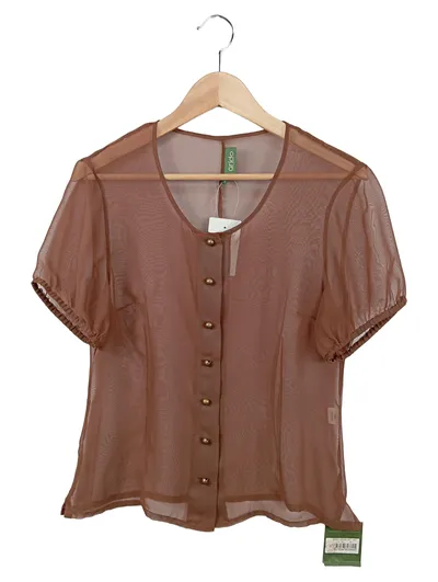 ARIDO Damen Bluse 40/M Braun Transparent Elegant Kurzarm Polyamid