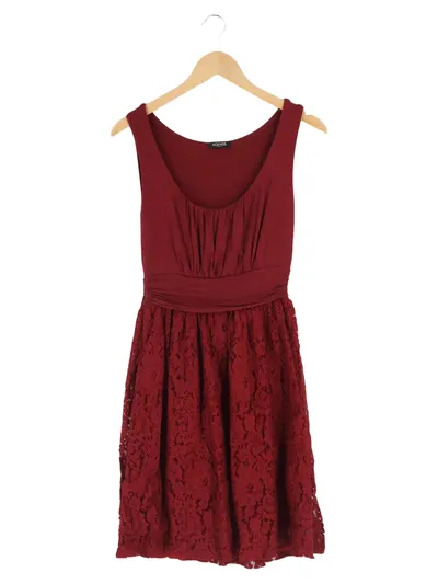 ACEVOG Spitzenkleid Damen Gr. 36/S Rot Elegant Casual Vintage Midikleid
