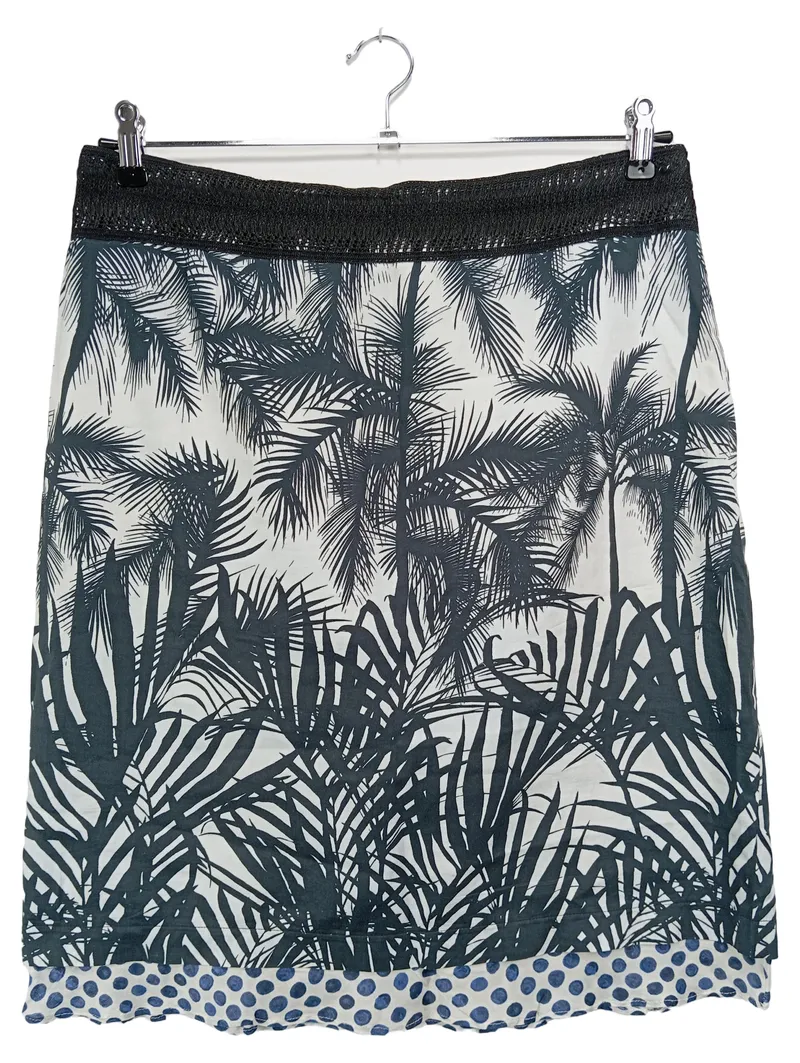 EVELIN BRANDT Damen Wickelrock 40;L Blau Palmenmuster Punkte Bohemian Sommer 1