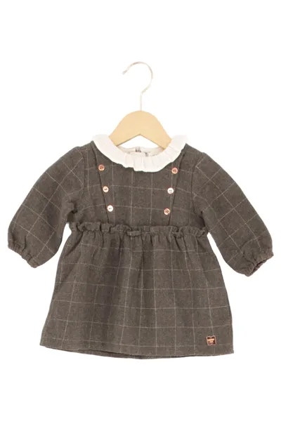 CARREMENT BEAU Kinder Freizeitkleid Gr. 68 Grau Kariert Klassisch Vintage