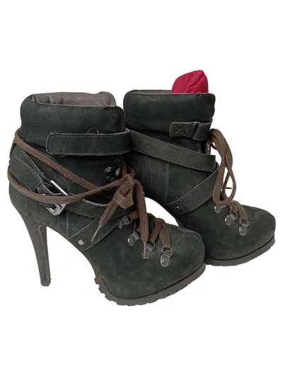 ASH Damen Stiefelette Gr. 37 Grün Elegant Streetwear Schnürstiefelette