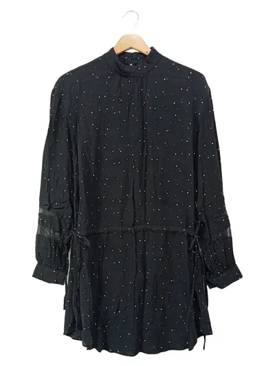 & OTHER STORIES Blusenkleid Damen Gr. 36/S Schwarz Grafisches Muster Spitze