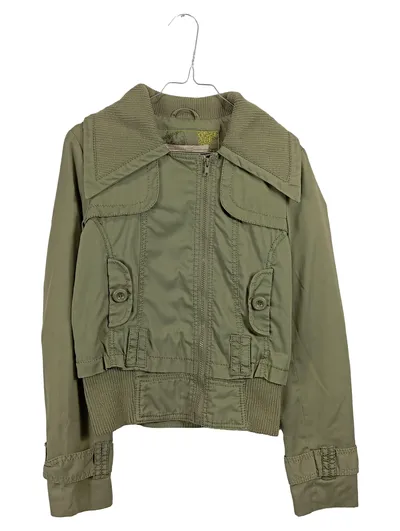 Vero Moda Bomberjacke Damen Gr. 38 M Oliv Casual Übergangsjacke Rippstrick