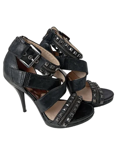 MICHAEL KORS Sandaletten Damen Gr. 38 Schwarz Nieten Reißverschluss Elegant