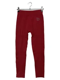 BEYOND LIMITS Damen Leggings Sportlich Rot Uni Logo-Print Gr. S 1
