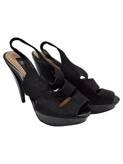Mango Peep Toe Plateau Slingback Sandaletten Damen Elegant Schwarz 37