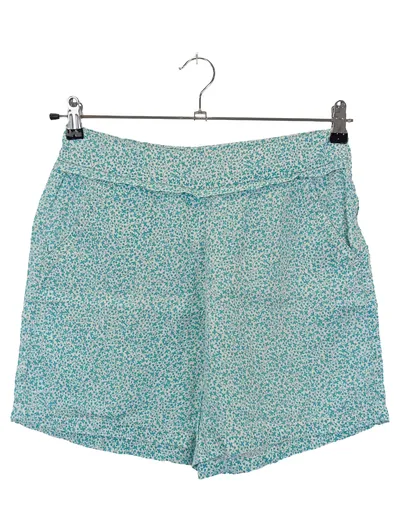 STILE BENETTON Damen Shorts Gr. 36 Blau Leinen Blumenmuster Casual Vintage