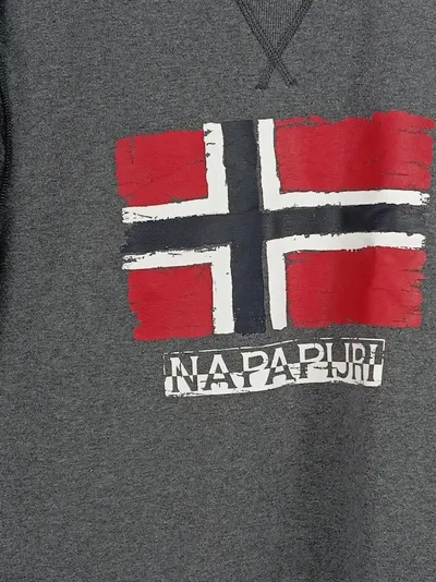 Napapijri Sweatshirt Herren Gr. M/38 Grau Logo Norway Flag Pullover