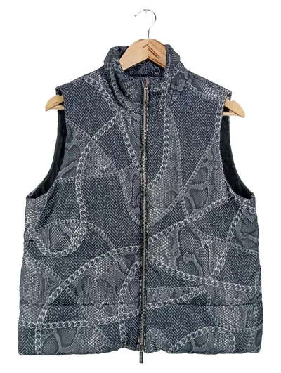 MICHAEL KORS Damen Leichte Weste Gr. 40/L Grau Tierdruck Gesteppt