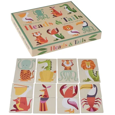 Dotcomgiftshop Heads & Tails Kartenspiel Kinder Lernspiel Tiere Mix & Match