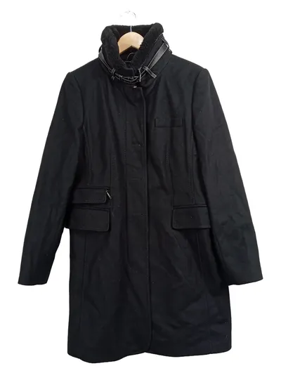 Gil Bret Damen Mantel Gr. 40 Schwarz Klassisch Wolloptik Teddykragen
