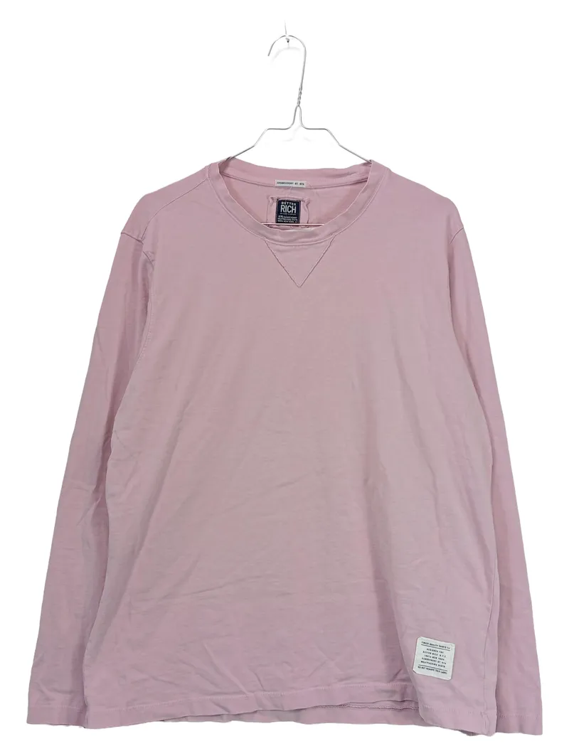 BETTER RICH Langarmshirt Herren Gr. 48/M Rosa Baumwolle Casual Longsleeve 1