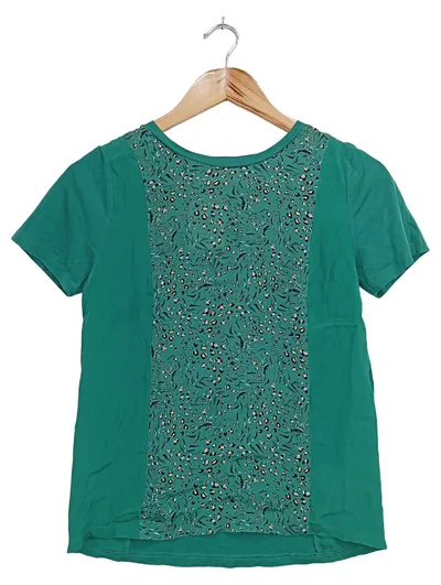 ANTHROPOLOGIE Damen T-Shirt Gr. 34/XS Grün Bohemian Vintage Streetwear Casual