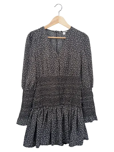 TOPSHOP Freizeitkleid Damen 34/XS Schwarz Blumenmuster Bohemian Minikleid