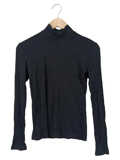 EDITED Pullover Damen Gr. 36/S Schwarz Rippstrick Rollkragen Langarm Basic