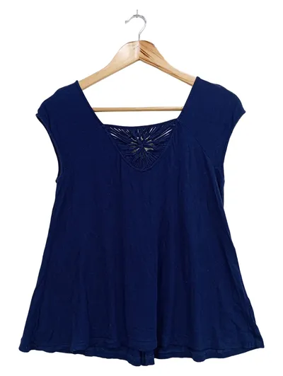 ANTHROPOLOGIE Damen T-Shirt Gr. 34/XS Blau Bohemian Vintage Streetwear