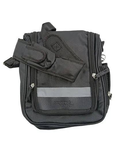 Henson & Henson Umhängetasche Schwarz Kunstleder Reflektor Urban Herren