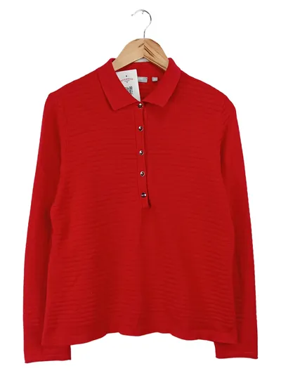 RABE Damen Pullover Gr. 42/L Rot Klassisch Casual Langarm Strukturmuster