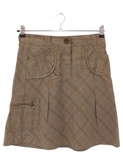 DE.CORP ESPRIT Minirock Damen 34/XS Braun Kariert Klassisch Vintage Baumwolle