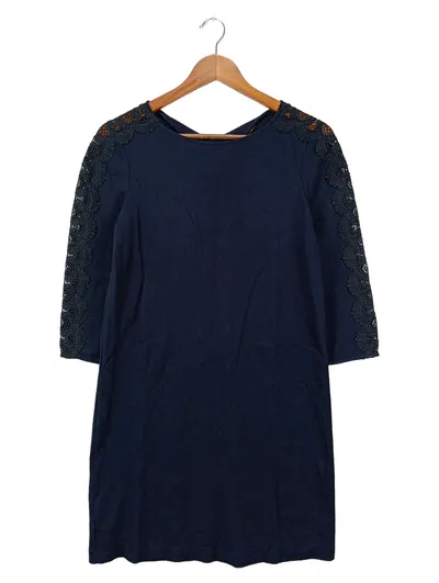 MASSIMO DUTTI Businesskleid Damen Gr. 38/M Blau Elegant mit Spitze 3/4 Arm