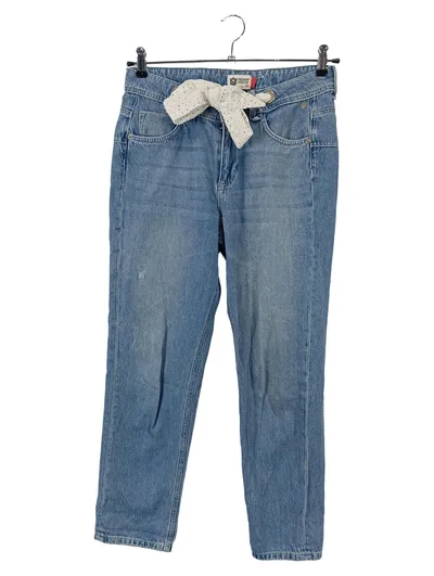 FREEMAN T. PORTER Damen Jeans Regular Fit Blau W29/38/M Schleife Baumwolle