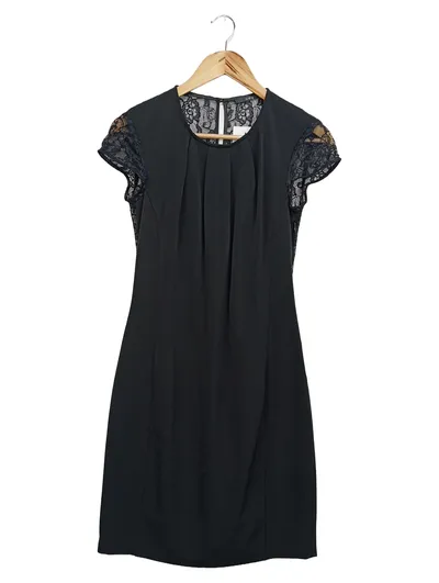 SET Cocktailkleid Damen Gr. 36/S Schwarz Spitze Elegant Vintage