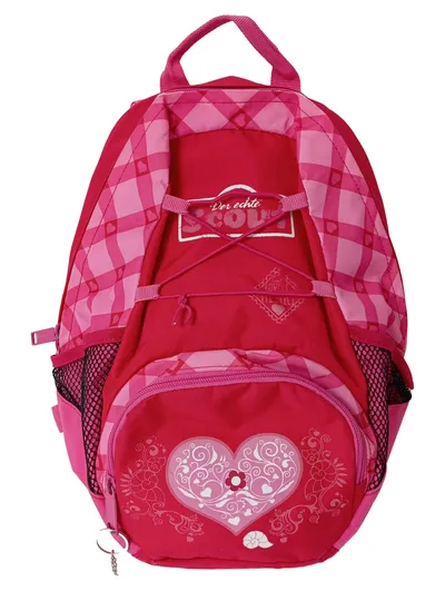 SCOUT Schulrucksack Kinder Rot Herz Kariert Streetwear