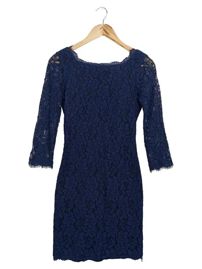 DIANE VON FURSTENBERG Damen Spitzenkleid Gr. 32/XXS Blau Elegant