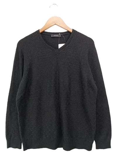 ALPHA STUDIO Damen Pullover Gr. 38/M Schwarz V-Ausschnitt Kaschmir-Mix Klassisch