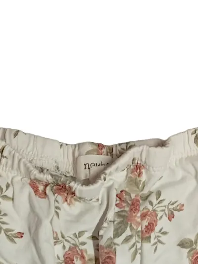 Newbie Baby Shorts Gr. 92 Blumenmuster Rosen Weiß Rosa Baumwolle