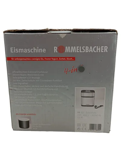 Rommelsbacher IM 12 Eismaschine Edelstahl 500ml Eis Frozen Yogurt Sorbet