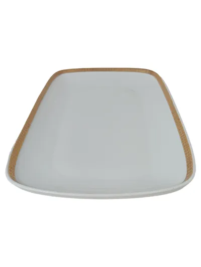 Colditz Servierplatte Weiß Goldrand Klassisch Elegant Keramik Platte 32x18 cm